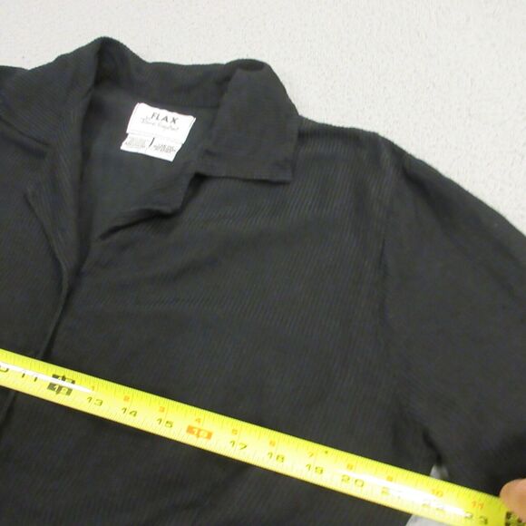 FLAX Jeanne Englehart Womens Linen Rayon Button Up Blouse Top size M Black - Picture 6 of 8